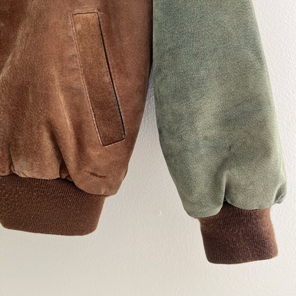 Vintage Men’s XL 3-tone Suede Bomber Jacket - Picture 9 of 11